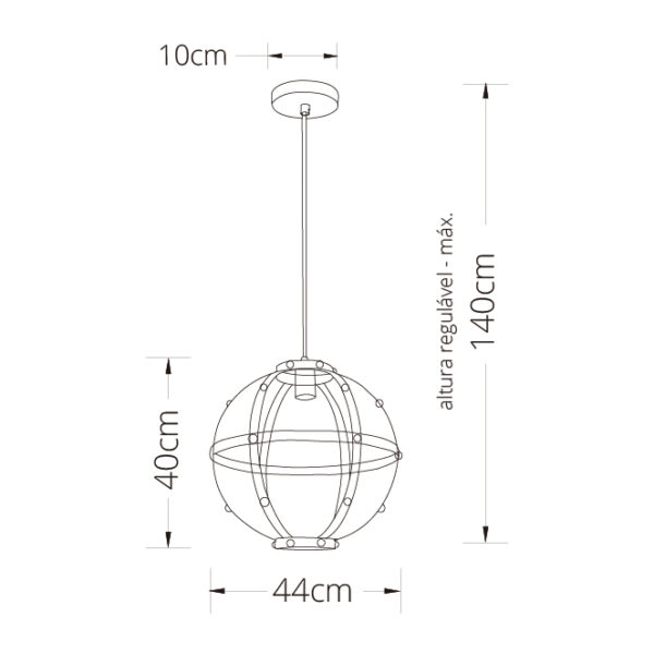 Suspensão LUMIERE 1xE27 Alt.Reg.xD.45cm preto - Image 2