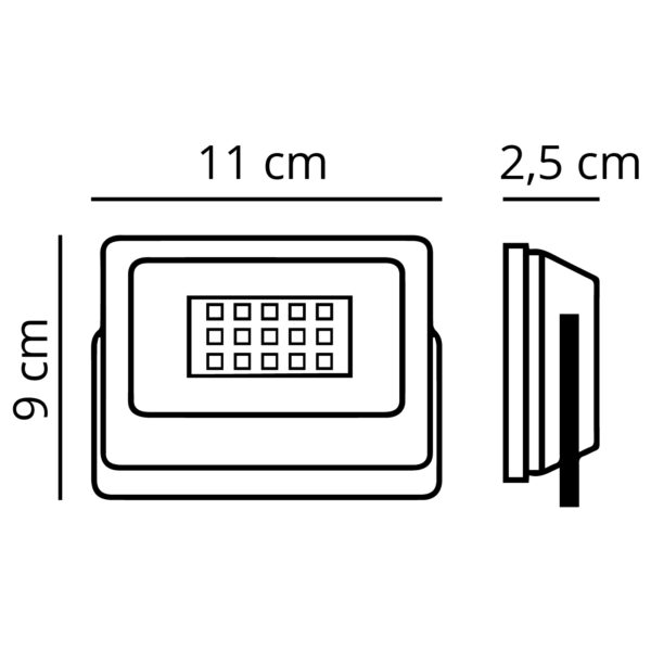 Projector X2 ECOVISION PRISMA IP65 1x20W LED 1600lm 6400K 120°C.11xL.9xAlt.2,5cm branco - Image 2