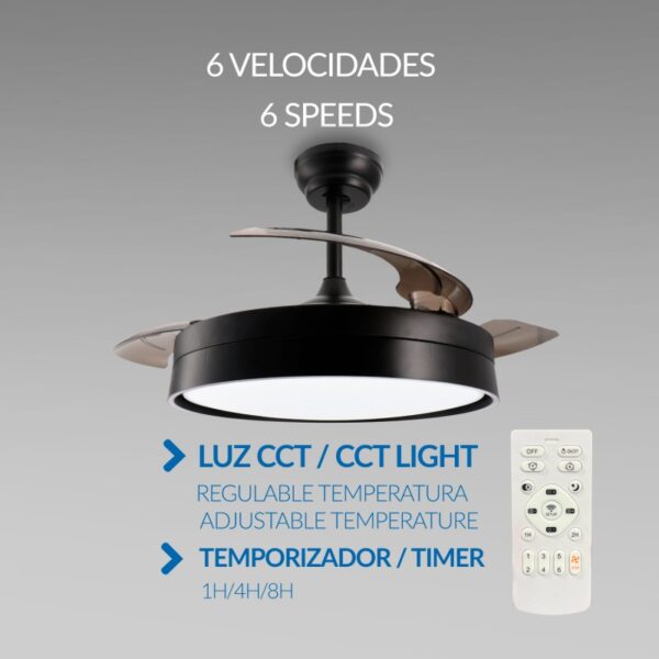 Ventoinha de Teto LED Black Loki Ø106 cm  CCT - Image 4