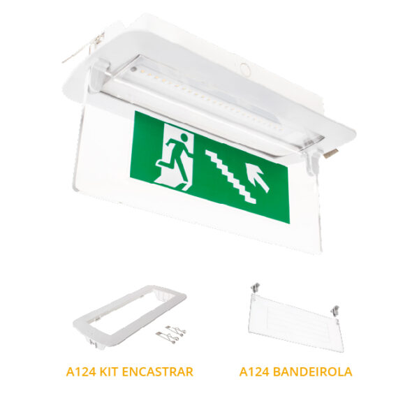 Luz de emergência KALANI mista IP65 1x4,4W LED 400lm 4000K C.27xL.10xAlt.5,4cm branco - Image 2