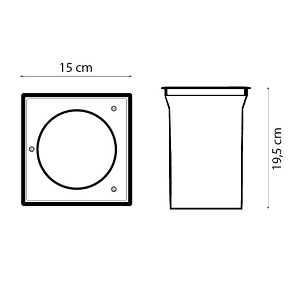 Foco de encastrar solo BIGORNE quadrado IP65 1xE27 C.15xL.15xAlt.0,5cm níquel - Image 2
