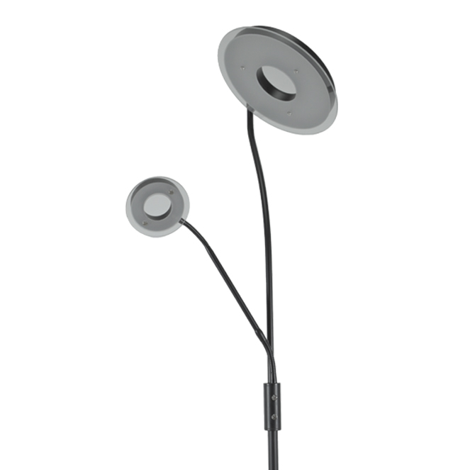 Candeeiro de pé GENOVA com braço de leitura 28W+7W LED 3000-6500K Alt.179xD.25cm preto - Image 2