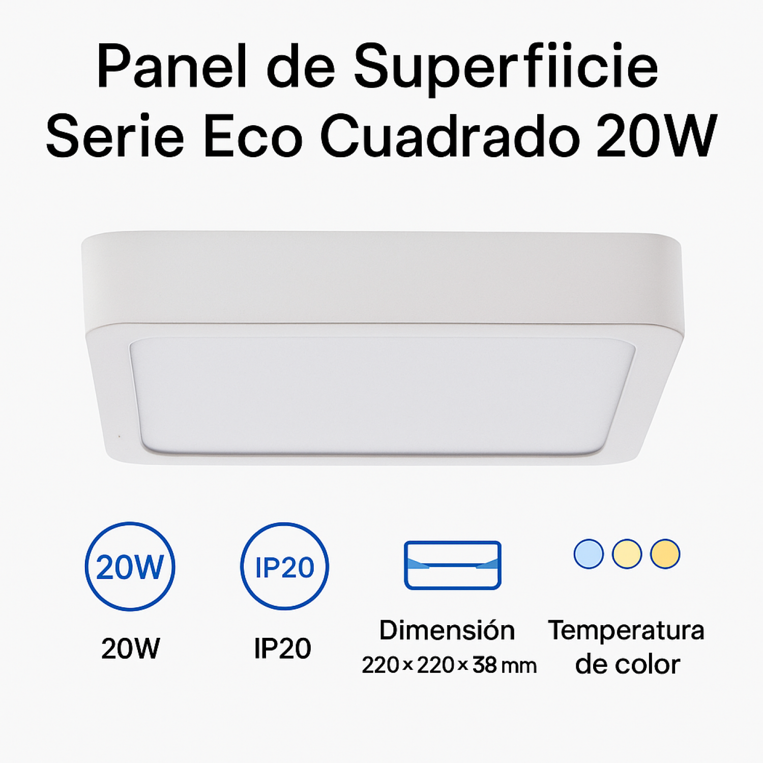 Painel LED Saliente Serie Eco Quadrado 20W 4000K - Image 3