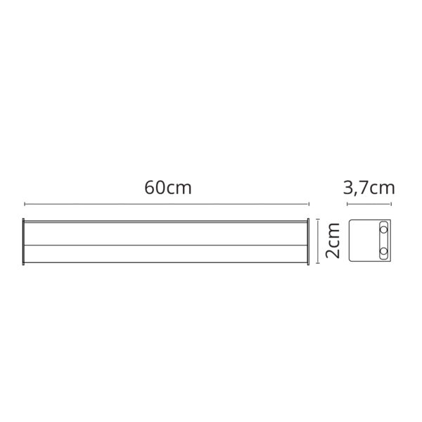 Régua AXINITE 60cm 1x9W LED 810lm 4000K C.60xL.2xAlt.3,7cm branco - Image 3