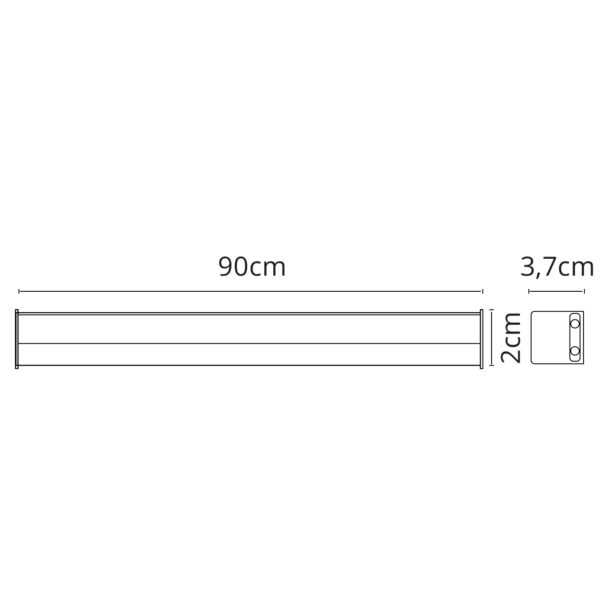 Régua AXINITE 90cm 1x12W LED 1080lm 3000K C.90xL.2xAlt.3,7cm branco - Image 3