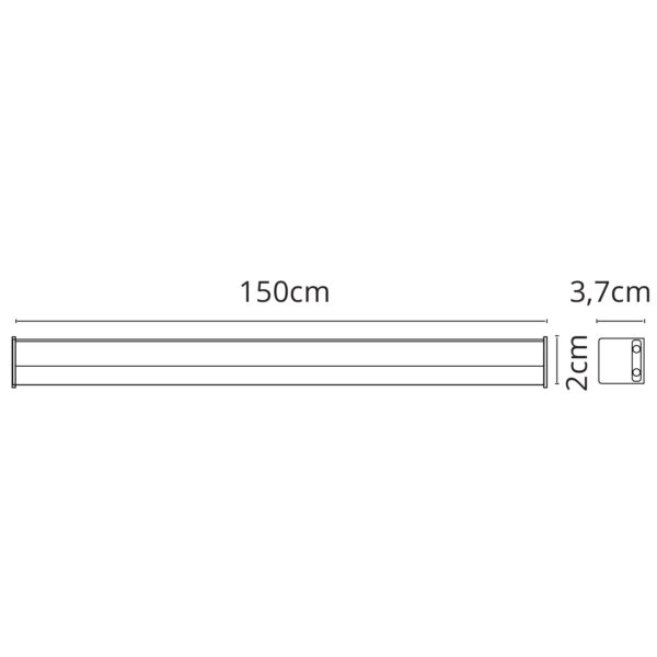 Régua AXINITE 150cm com interruptor 1x20W LED 1800lm 4000K C.149,7xL.2xAlt.3,7cm branco - Image 3