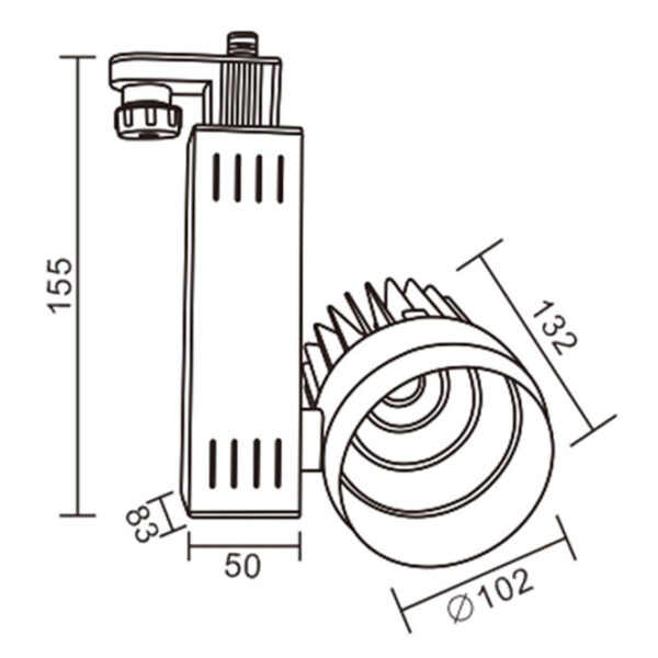 Foco para calha AZURAS (3 condutores) 1x16W LED 1400lm 4000K C.10,5xL.15xAlt.19,5cm branco - Image 2