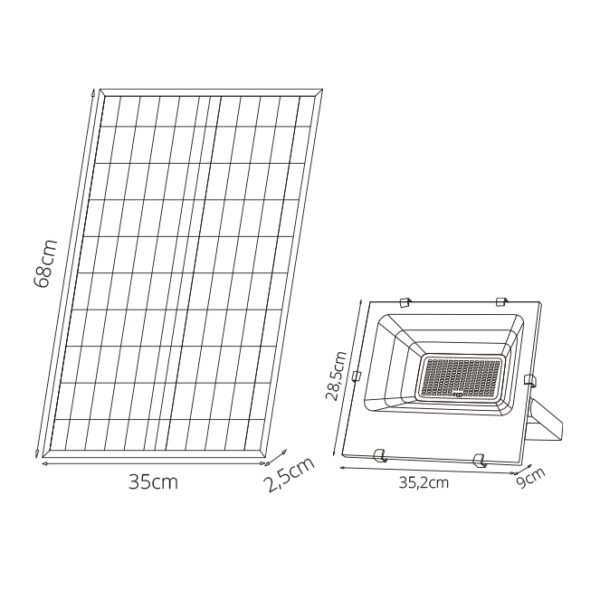 Projector solar NAVARRE IP65 1x150W LED 4000lm 6500K C.35,2xL.9xAlt.28,5cm preto - Image 2