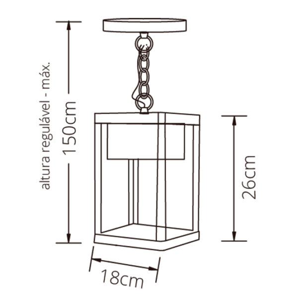 Suspensão COUSTEAU IP44 1x9W LED 900lm 4000K C.18xL.18xAlt.Reg.cm cinzento - Image 2