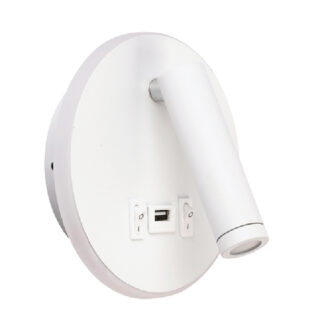 Aplique MATSYS 11W LED 657lm 3000K, porta USB C.9xL.4xAlt.120cm branco