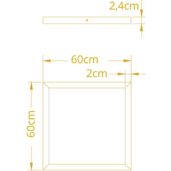 Painel de superfície VOLTAIRE 60x60 40W LED CCT 3000/4000/6500K C.60xL.60xAlt.2,3cm branco - Image 3