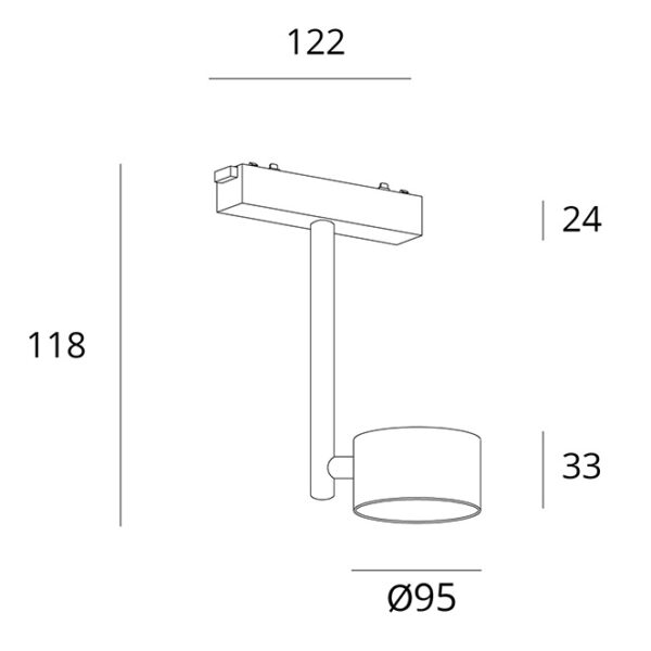 Foco para calha magnética PIQUET (2 condutores) 19W LED 1600lm 3000K 36° C.16,4xL.3,3xAlt.11,8cm pre - Image 3