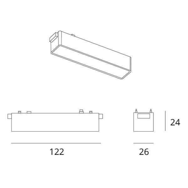 Barra para calha magnética PIQUET (2 condutores) 6W LED 330lm 3000K 150° C.12,2xL.2,6xAlt2,4cm preto - Image 3