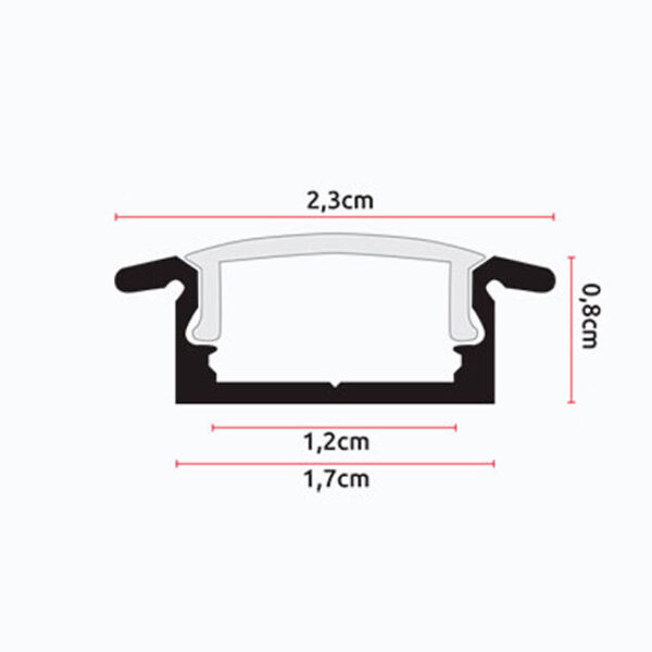 Calha com abas para fita LED com difusor fosco (para embutir) - Image 3