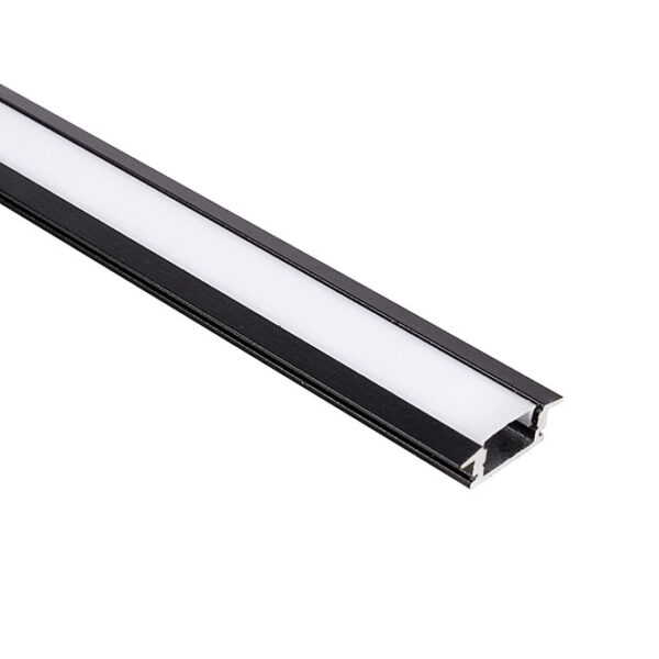 Calha com abas para fita LED preto com difusor opalino (para embutir) L.24,7x Alt.7mm - Image 2