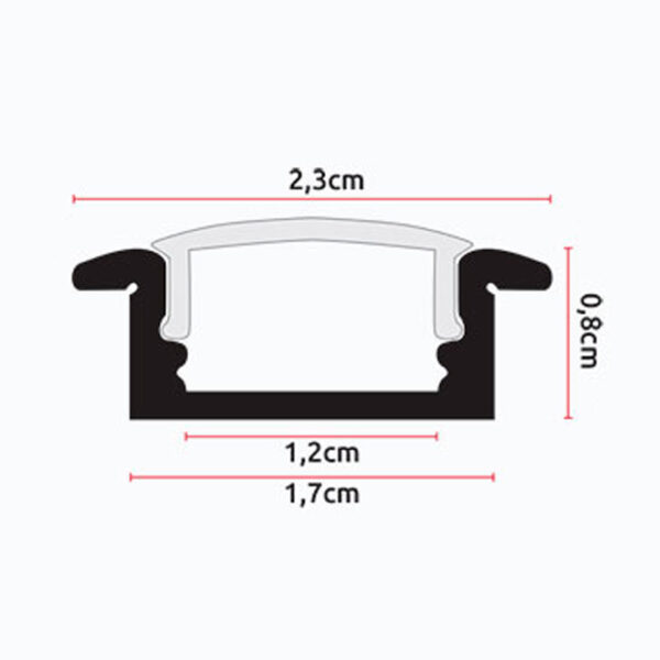 Calha com abas para fita LED com difusor opalino (para embutir) L.24,7x Alt.7mm - Image 3
