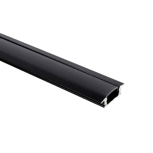 Calha com abas para fita LED preto com difusor preto (para embutir) L.24,7x Alt.7mm - Image 2