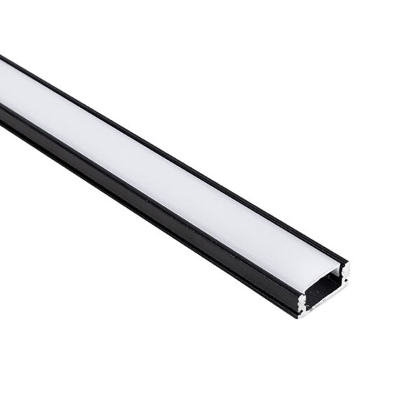 Calha sem abas para fita LED preto com difusor opalino L.17,4x Alt.7mm - Image 2