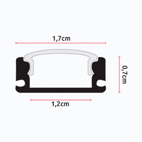 Calha sem abas para fita LED com difusor opalino L.17,4x Alt.7mm - Image 3