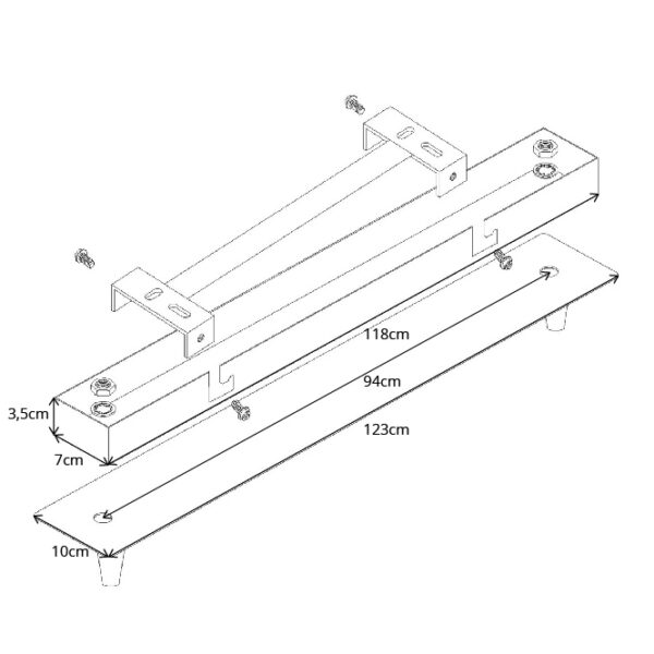Barra para candeeiro de tecto PORTO sem electrificação C.123xL.10xAlt.3cm branco - Image 2