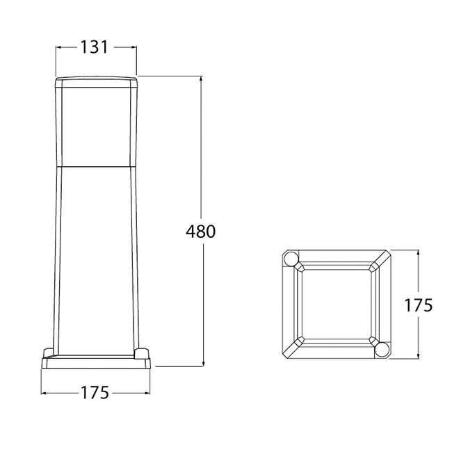 Pilar VIRGILIO 1xE27 11W botão CCT (3cores) IP55 C.13,1xL.13,1xAlt.48cm resina preta - Image 3