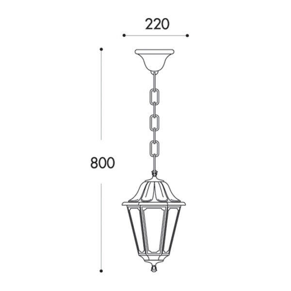 Suspensão ANNA 1xE27 IP55 Alt.80xD.22cm resina preta - Image 2