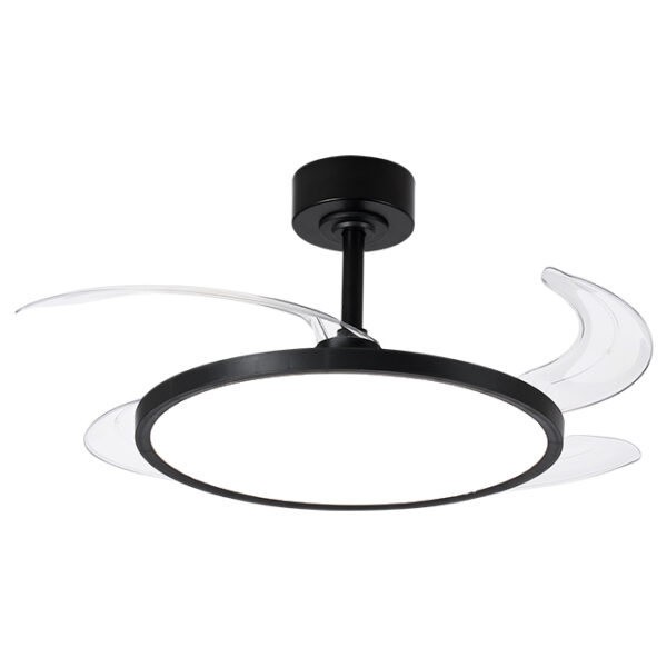 Ventoinha de tecto SLIM preta, 4 palas retráteis, 72W LED 3000|4000|6000K, Alt.35xD.106/50cm - Image 2