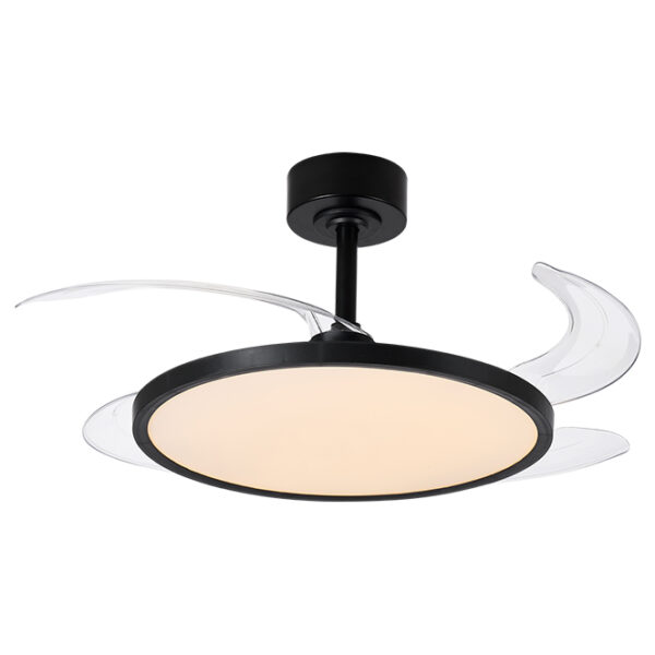 Ventoinha de tecto SLIM preta, 4 palas retráteis, 72W LED 3000|4000|6000K, Alt.35xD.106/50cm - Image 3