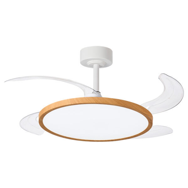 Ventoinha de tecto SLIM madeira, 4 palas retráteis, 72W LED 3000|4000|6000K, Alt.35xD.106/50cm - Image 2
