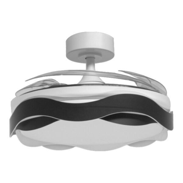 Ventoinha de tecto ONDAS preta, 4 palas retráteis, 72W LED 3000|4000|6000K, Alt.35xD.108/50cm - Image 2