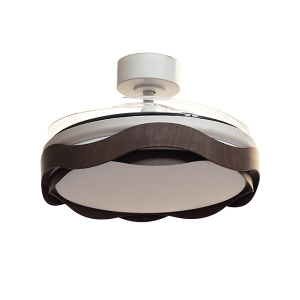 Ventoinha de tecto ONDAS carvalho, 4 palas retráteis, 72W LED 3000|4000|6000K, Alt.35xD.108/50cm - Image 2