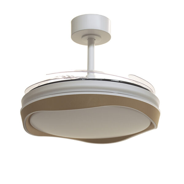 Ventoinha de tecto ALMATI branco/ouro, 4 palas retráteis, 72W LED 3000|4000|6000K, Alt.35xD.108/50cm - Image 2
