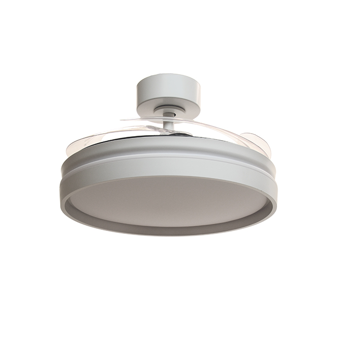 Ventoinha de tecto AKRAN branca, 4 palas retráteis, 72W LED 3000|4000|6000K, Alt.35xD.108/50cm - Image 2