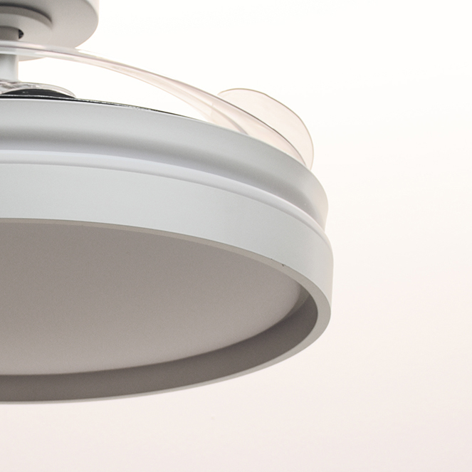 Ventoinha de tecto AKRAN branca, 4 palas retráteis, 72W LED 3000|4000|6000K, Alt.35xD.108/50cm - Image 3