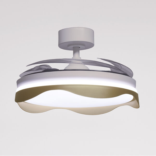 Ventoinha de tecto OLAS branca/ouro, 4 palas retráteis, 72W LED 3000|4000|6000K, Alt.35xD.108/50cm - Image 3