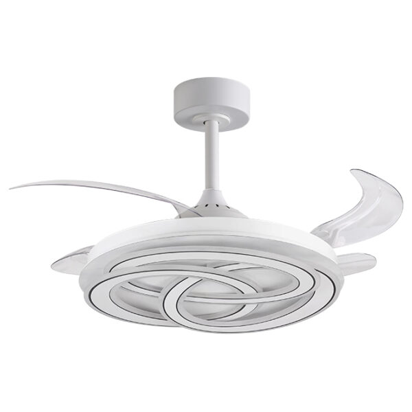 Ventoinha de tecto NUDOS branca, 4 palas retráteis, 200W LED 3000|4000|6000K, Alt.35xD.108/50cm - Image 3
