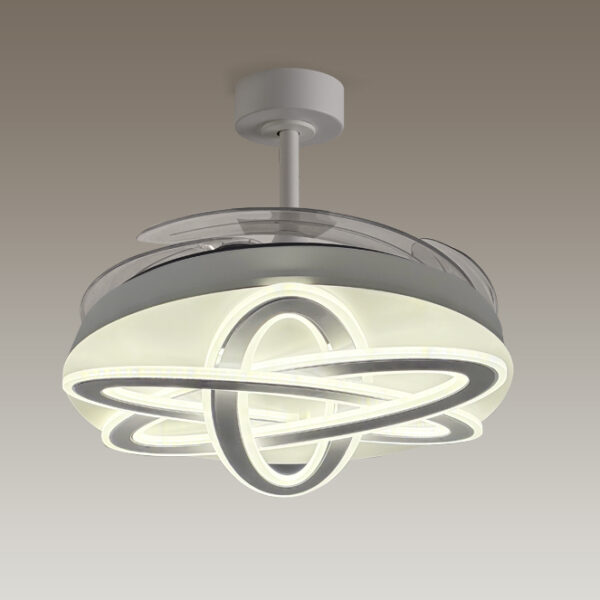 Ventoinha de tecto SATURNO branca, 4 palas retráteis, 200W LED 3000|4000|6000K, Alt.35xD.108/50cm - Image 2