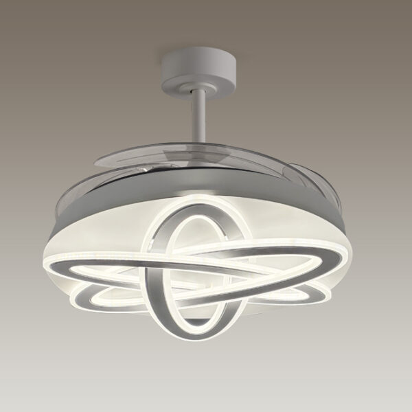 Ventoinha de tecto SATURNO branca, 4 palas retráteis, 200W LED 3000|4000|6000K, Alt.35xD.108/50cm - Image 3