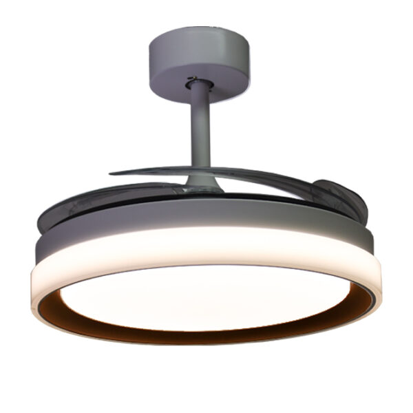 Ventoinha tecto KIGALI branca/castanho, 4 palas retráteis, 72W LED 3000|4000|6000K Alt.35xD.108/50cm - Image 3