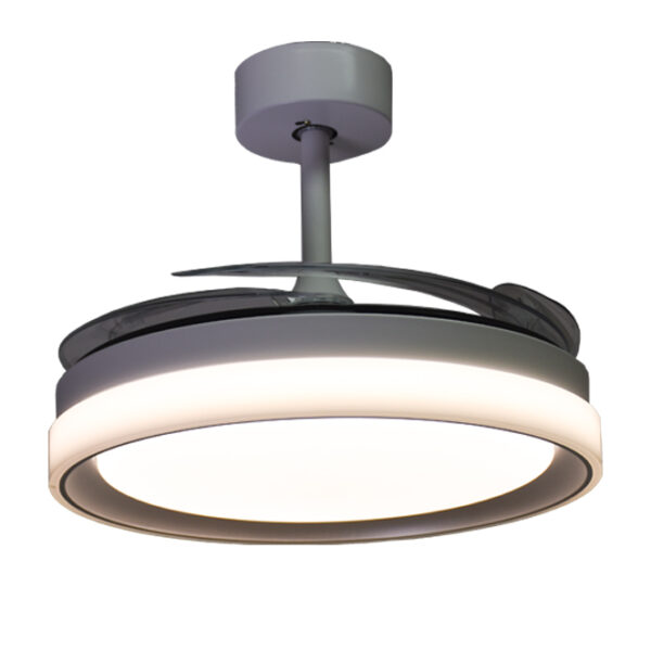 Ventoinha de tecto KIGALI branca/prata, 4palas retráteis, 72W LED 3000|4000|6000K, Alt.35xD.108/50cm - Image 3