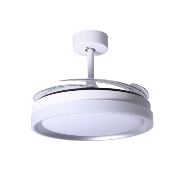 Ventoinha de tecto KIGALI MINI branca/prata 4palas retráteis 48W LED 3000|4000|6000K Alt.35xD91/40cm - Image 2
