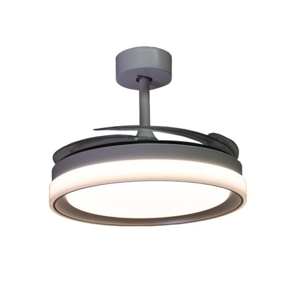 Ventoinha de tecto KIGALI MINI branca/prata 4palas retráteis 48W LED 3000|4000|6000K Alt.35xD91/40cm - Image 3