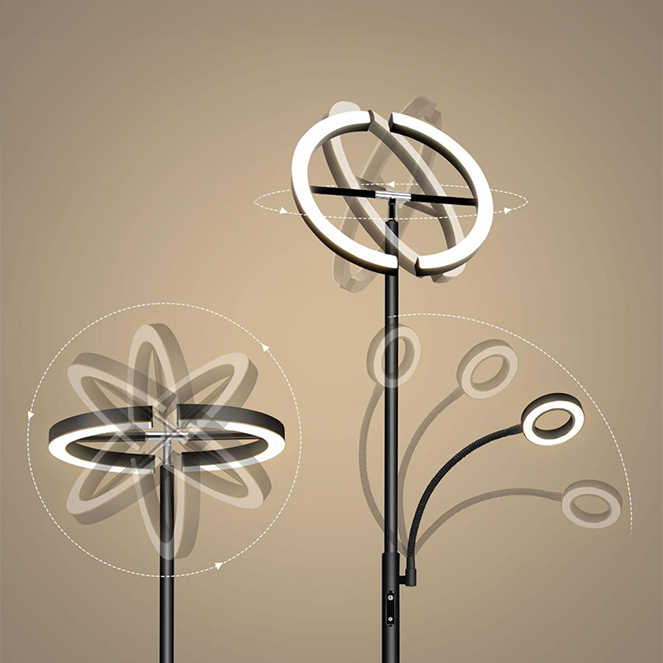 Candeeiro de pé IRIS com braço de leitura 20W+7W LED CCT (3000K-6000K), em prata - Image 3