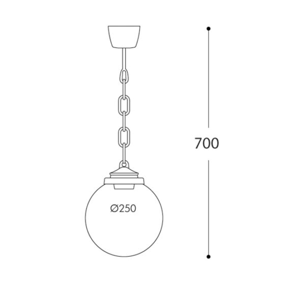 Suspensão GLOBE 1xE27 IP55 Alt.70xD.25cm resina preta - Image 2