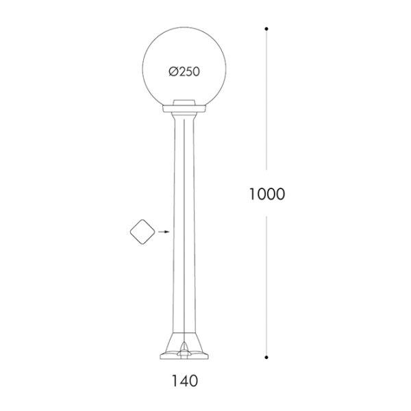 Pilar GLOBE 1xE27 8,5W botão CCT (3cores) IP55 Alt.100xD.25cm resina preta - Image 2