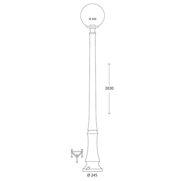 Pilar GLOBE 1xE27 11W botão CCT (3cores) IP55 Alt.203xD.30cm resina preta - Image 3