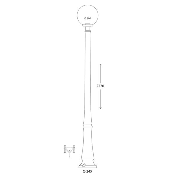 Pilar GLOBE 1xE27 11W botão CCT (3cores) IP55 Alt.227xD.30cm resina preta - Image 3