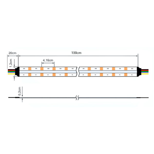 Fita LED COB 24Vdc 20W/m 840LED/m RGB+CCT (2700+6000K) IP68 650lm/W 1m (múltiplos de 5m) - Image 2
