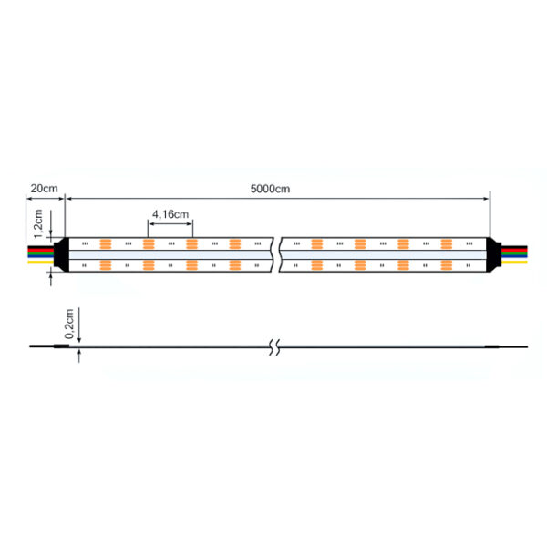Fita LED COB 24Vdc 20W/m 840LED/m RGB+CCT (2700+6000K) IP68 650lm/W silicone transparente 50m/rolo - Image 2