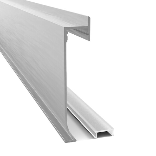 Perfil de encastrar 70x14,4mm para rodapé, iluminação por fita LED, em branco com difusor opalino - Image 2